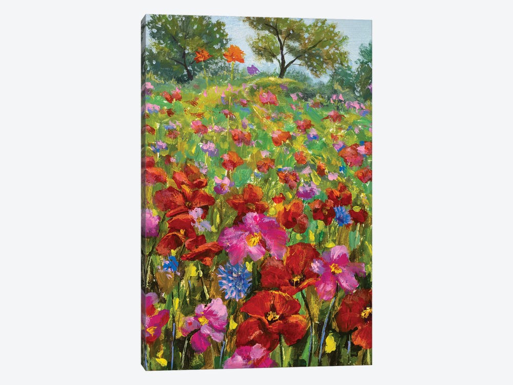 Red And Pink Wildflowers by Valery Rybakow 1-piece Canvas Art