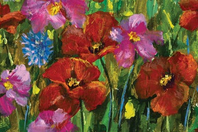 Red Poppies And Pink Wildflowers by Valery Rybakow canvas print