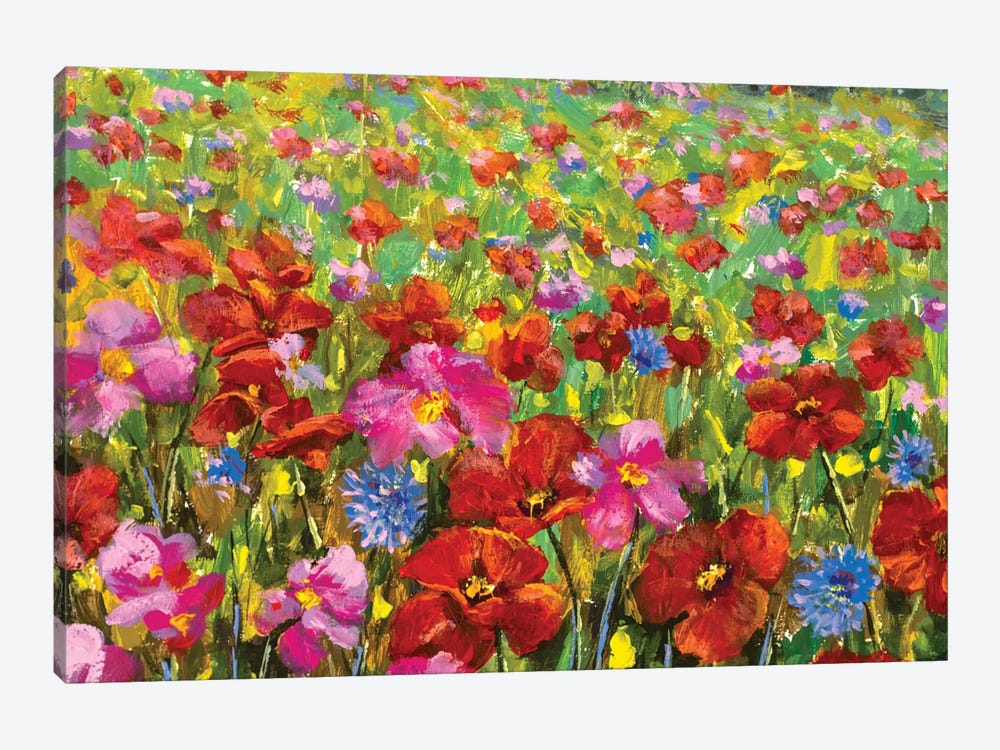 beautiful big red red poppies field flowers by Valery Rybakow 1-piece Canvas Wall Art