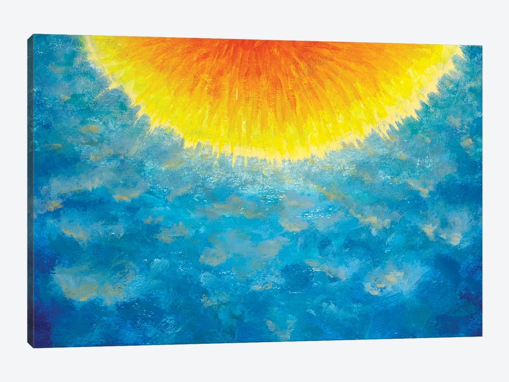Bright Yellow Orange Semicircle On Blue Sky Background by Valery Rybakow 1-piece Canvas Art Print