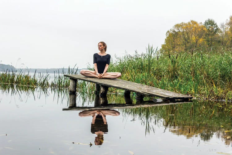 Calm And Relaxation Yoga On River by Valery Rybakow wall art