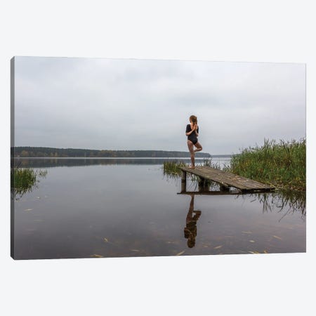 Yoga Girl On The Pond. Calm And Relaxation Canvas Print #VRY520} by Valery Rybakow Canvas Art Print