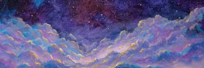 Panoramic Beautiful Landscape With Night Starry Sky Fantasy Clouds Over Mountains Hill by Valery Rybakow canvas print