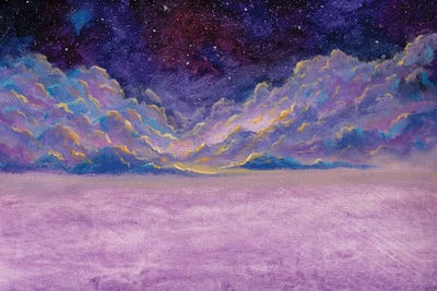 Panoramic Beautiful Landscape With Night Starry Sky Fantasy Clouds Over Mountains by Valery Rybakow canvas print