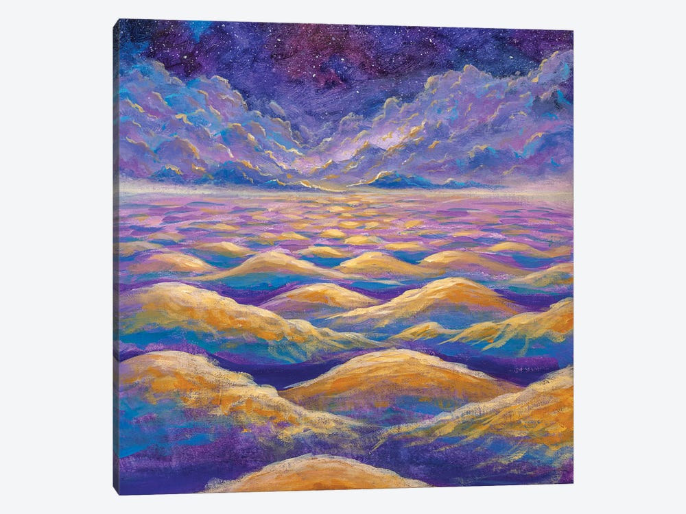Beautiful Night Starry Sky With Fantasy Clouds Over Waves Of Water Or Mountains by Valery Rybakow 1-piece Canvas Artwork