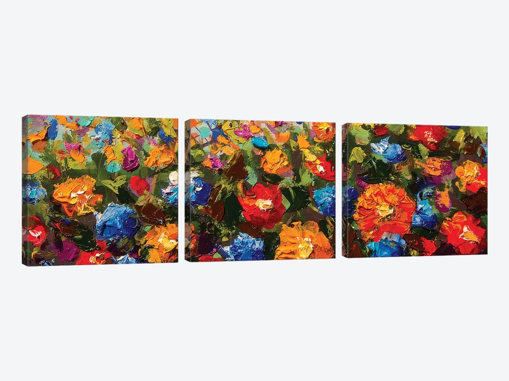 Impressionism Flowers II by Valery Rybakow 3-piece Canvas Print