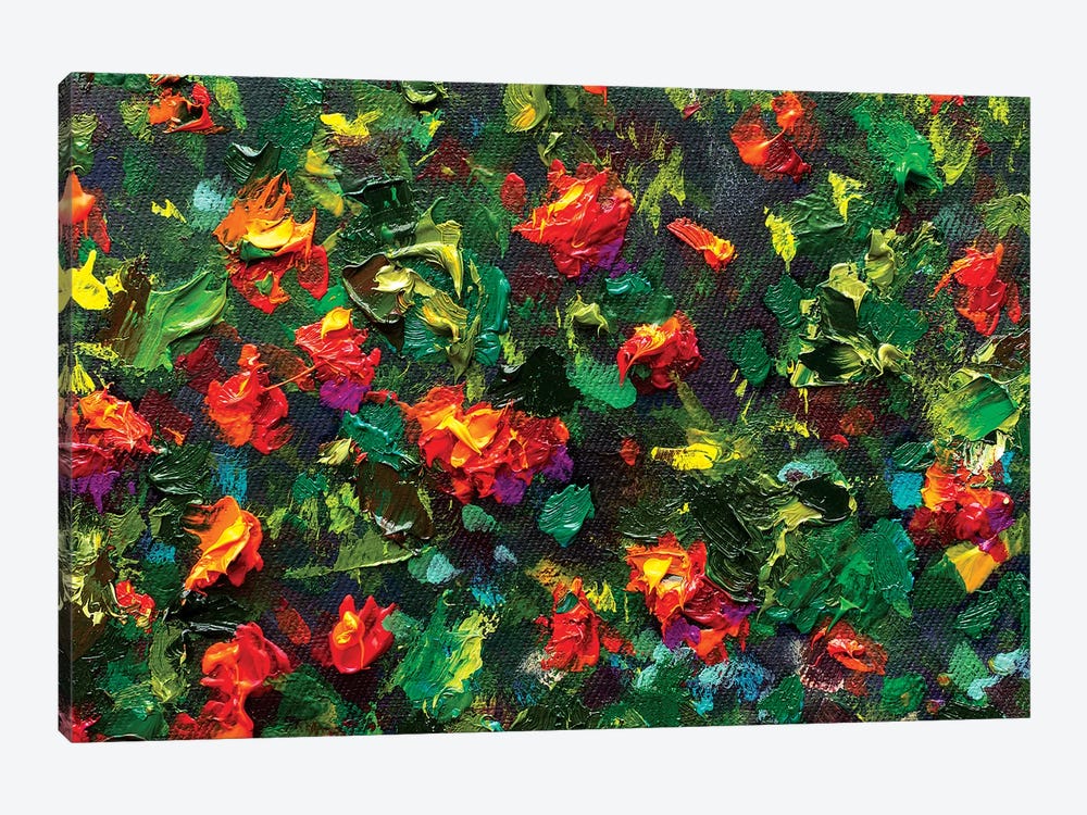Impressionism Red Flowers by Valery Rybakow 1-piece Canvas Artwork