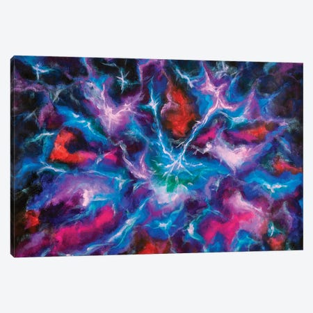 Purple Blue Red Color Enhanced Handmade Painting Orion Nebula Galaxy Universe Background Canvas Print #VRY541} by Valery Rybakow Canvas Art Print