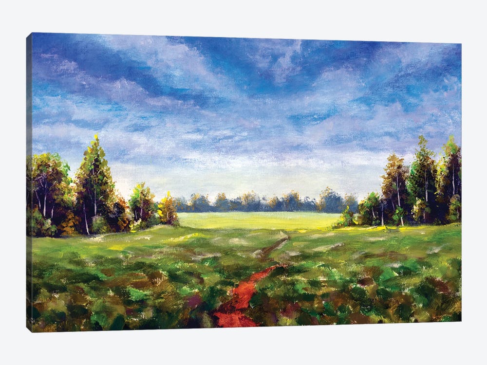 Road Through The Spring Green Field by Valery Rybakow 1-piece Canvas Print