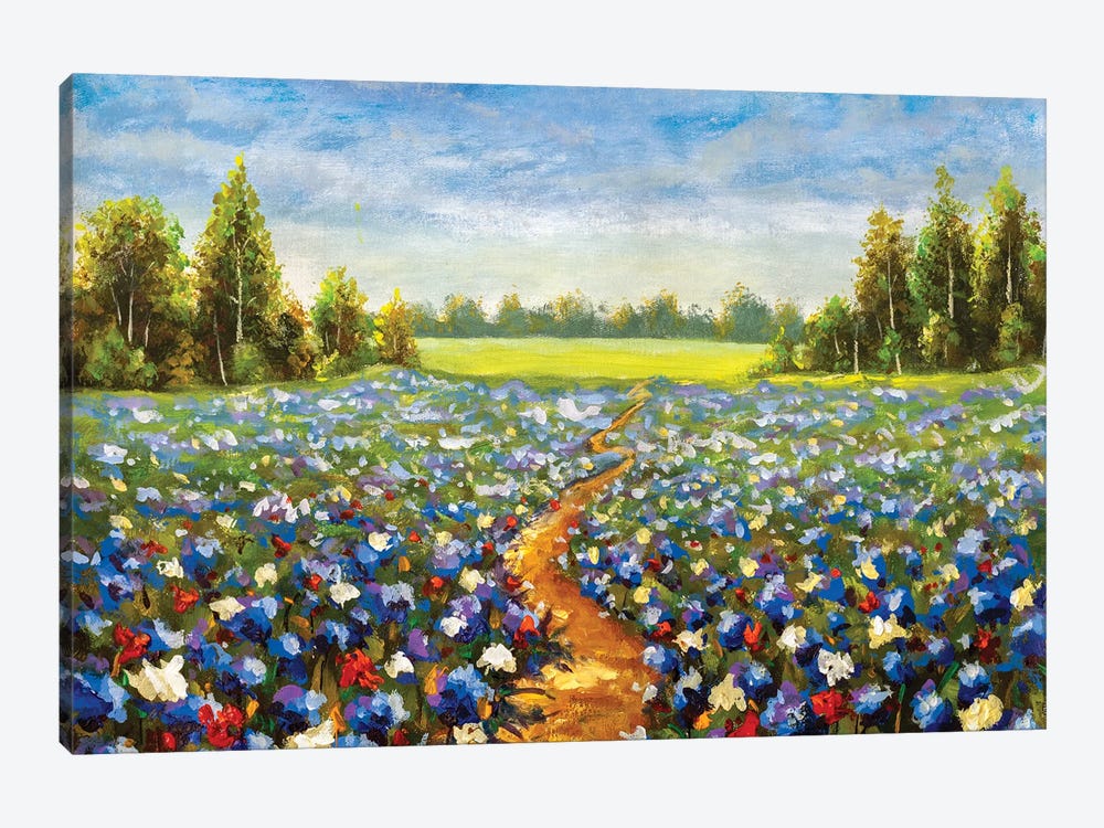 Road Through The Flower Field by Valery Rybakow 1-piece Canvas Wall Art