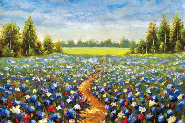 Valery Rybakow: Road Through The Flower Field by Valery Rybakow