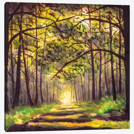 Painting Path Sunny Footpath Road In Sunlight Park Alley Forest Canvas Print #VRY557} by Valery Rybakow Art Print