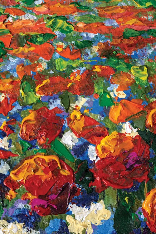 Close-Up Blue, Yellow Flower, Red Poppies, Roses, Tulips Flowers by Valery Rybakow wall art