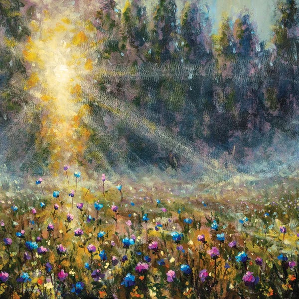 Palette Knife Prints: Meadow At Dawn by Valery Rybakow