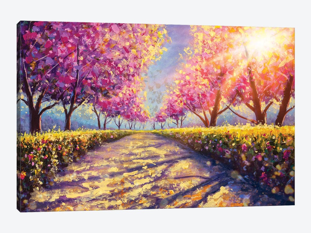 Blossoming Alley Of Pink Sakura I by Valery Rybakow 1-piece Canvas Art Print