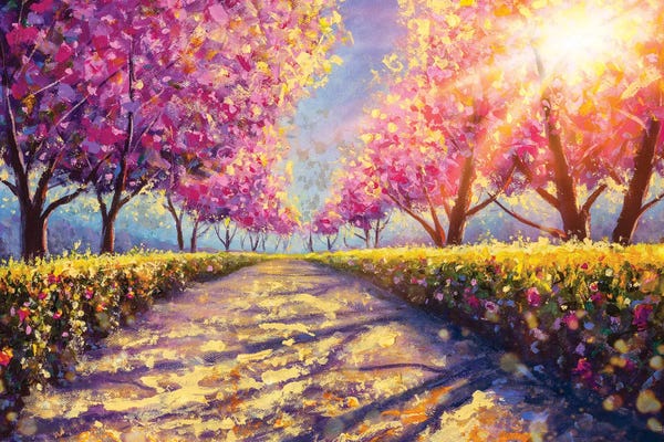 Blossoms: Blossoming Alley Of Pink Sakura I by Valery Rybakow