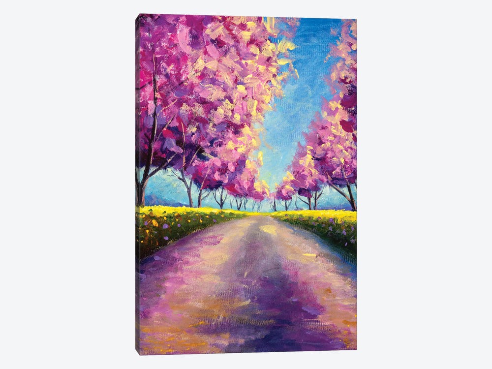 Blossoming Alley Of Pink Sakura II by Valery Rybakow 1-piece Canvas Wall Art