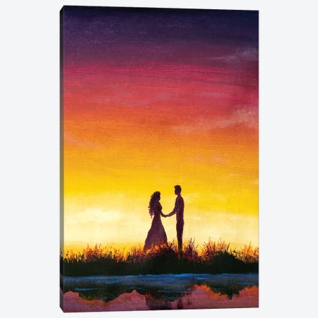 Silhouette Of A Loving Guy And A Girl Standing Sideways Canvas Print #VRY587} by Valery Rybakow Canvas Art