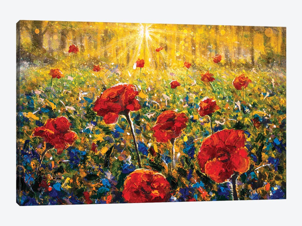 Red Poppy Field by Valery Rybakow 1-piece Canvas Art Print