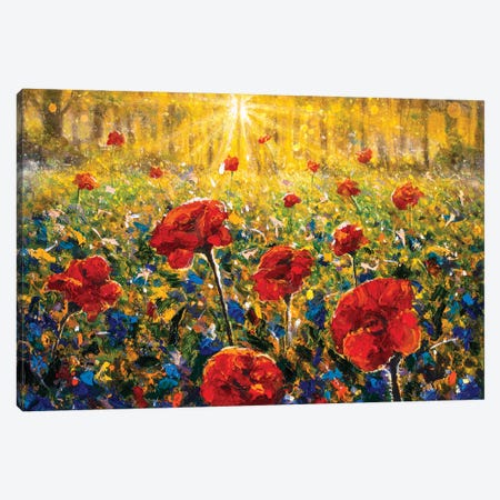 Red Poppy Field Canvas Print #VRY596} by Valery Rybakow Art Print