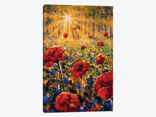 RED POPPY CANVAS PICTURE POPPIES FLORAL PRINT framd A2 