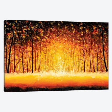 Orange Autumn Forest Alley Canvas Print #VRY598} by Valery Rybakow Canvas Art