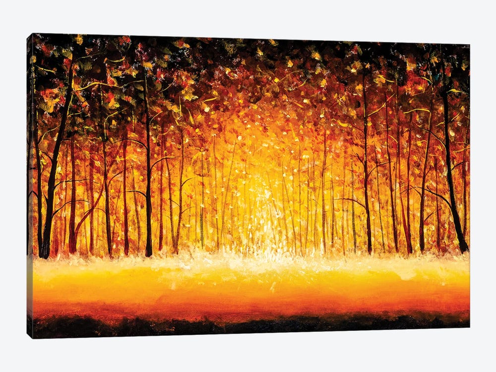 Orange Autumn Forest Alley by Valery Rybakow 1-piece Art Print