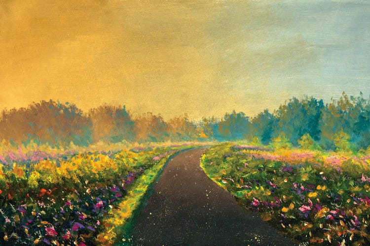 Road Through Field To Forest Rustic Summer Beautiful Magic Landscape by Valery Rybakow wall art