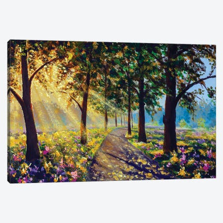Sunny Forest Landscape Art Canvas Print #VRY611} by Valery Rybakow Art Print