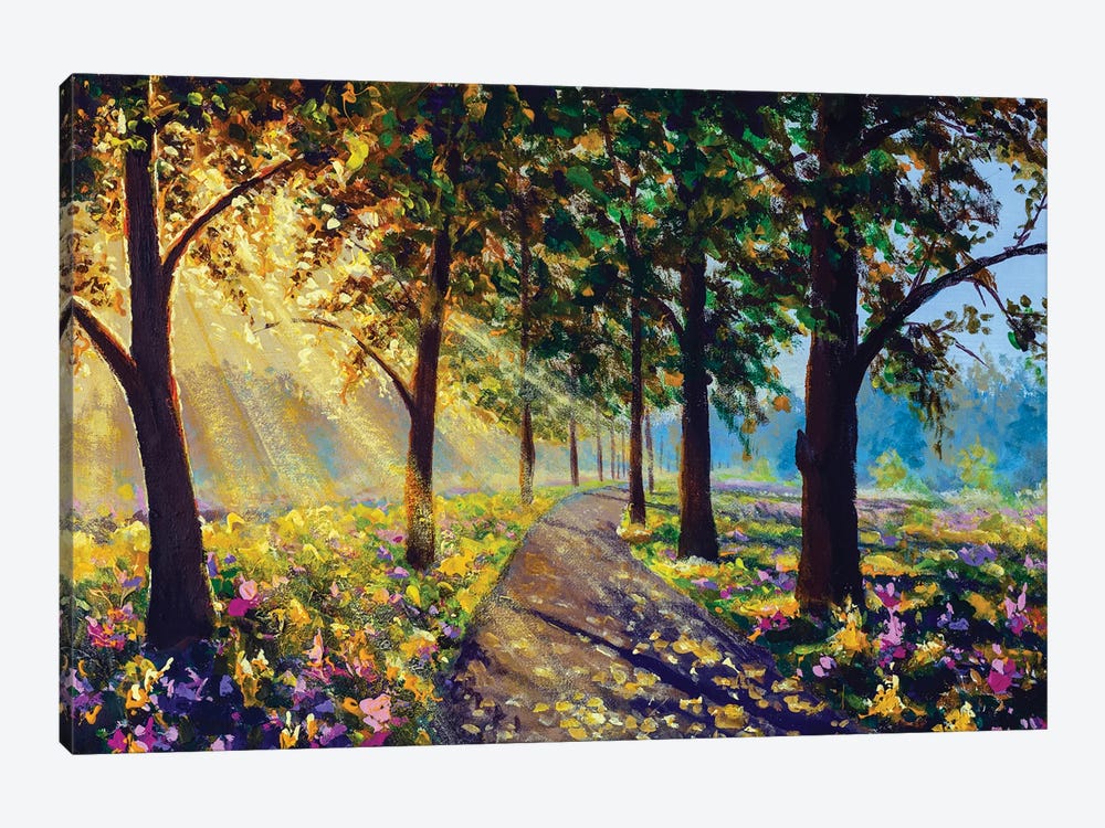Sunny Forest Landscape Art by Valery Rybakow 1-piece Canvas Artwork