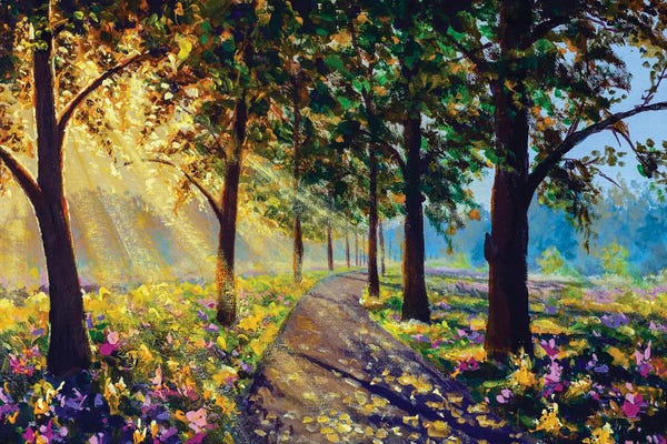 Valery Rybakow: Sunny Forest Landscape Art by Valery Rybakow