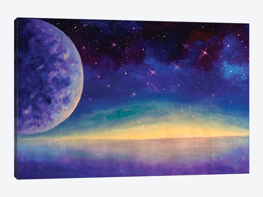 Moon Against A Starry Sky by Valery Rybakow 1-piece Art Print