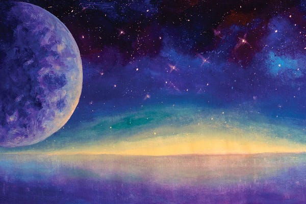 Valery Rybakow: Moon Against A Starry Sky by Valery Rybakow