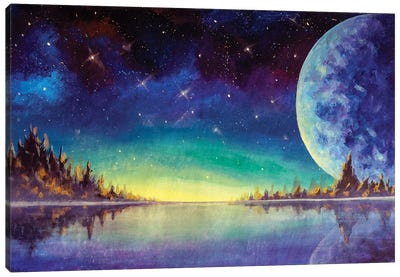 The Glowing Sea Canvas Art Print - Full Moon Art