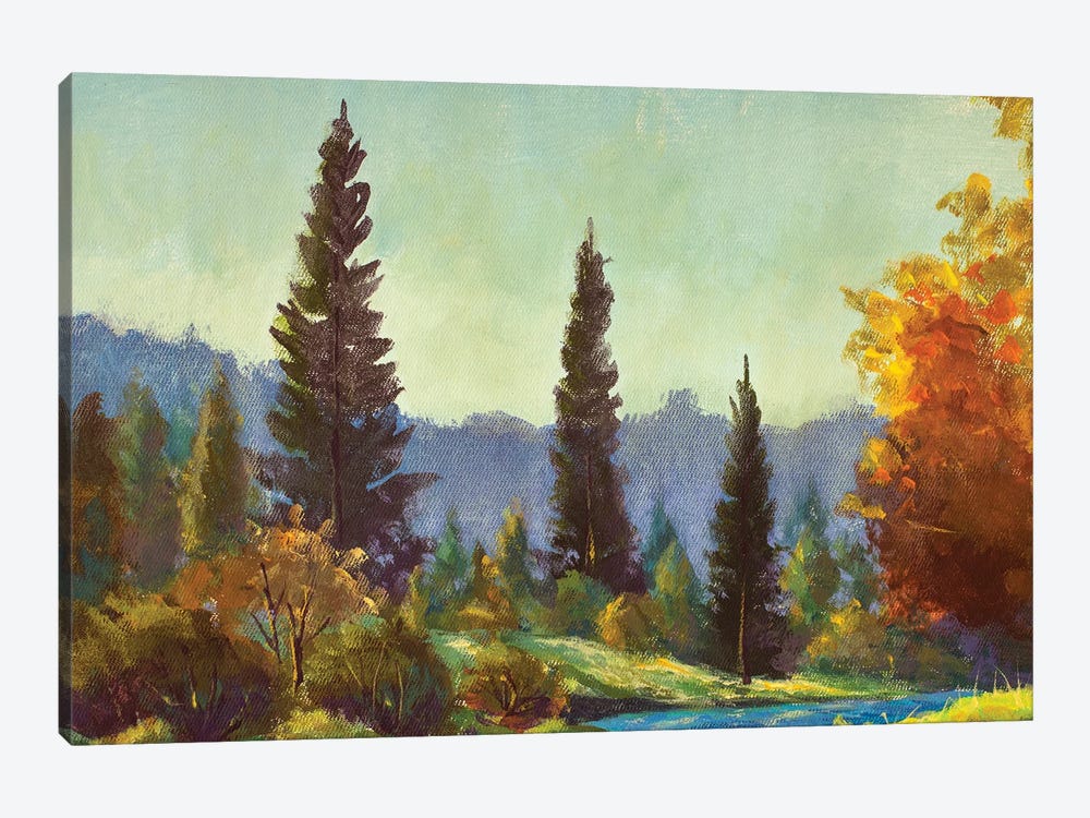 Summer Autumn Forest Landscape by Valery Rybakow 1-piece Canvas Art