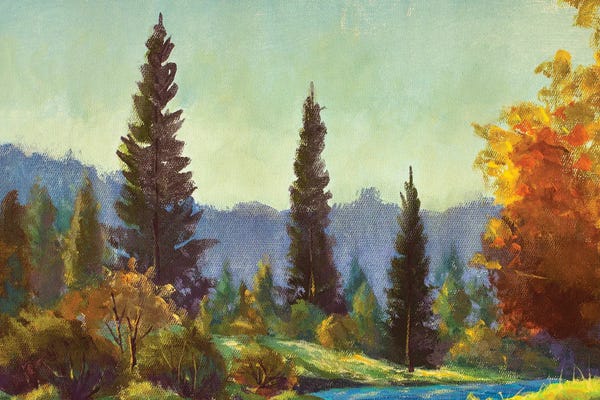 Pine Trees: Summer Autumn Forest Landscape by Valery Rybakow