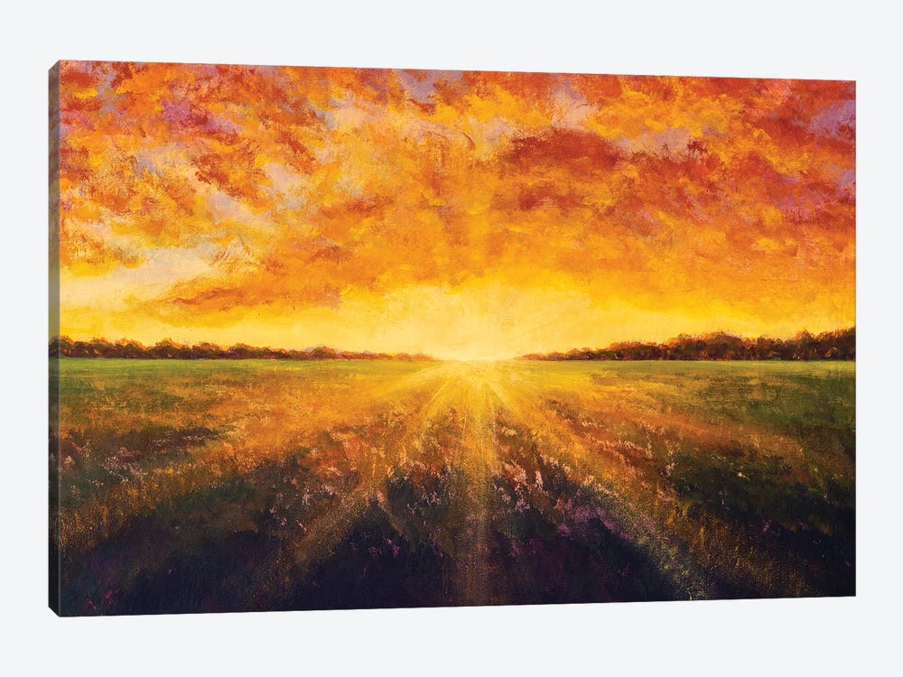 Cloudy Sunset Over A Field by Valery Rybakow 1-piece Canvas Artwork