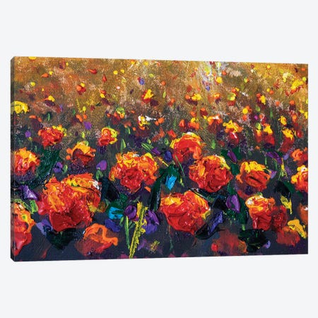 Red Poppy Field Close-Up Canvas Print #VRY630} by Valery Rybakow Art Print
