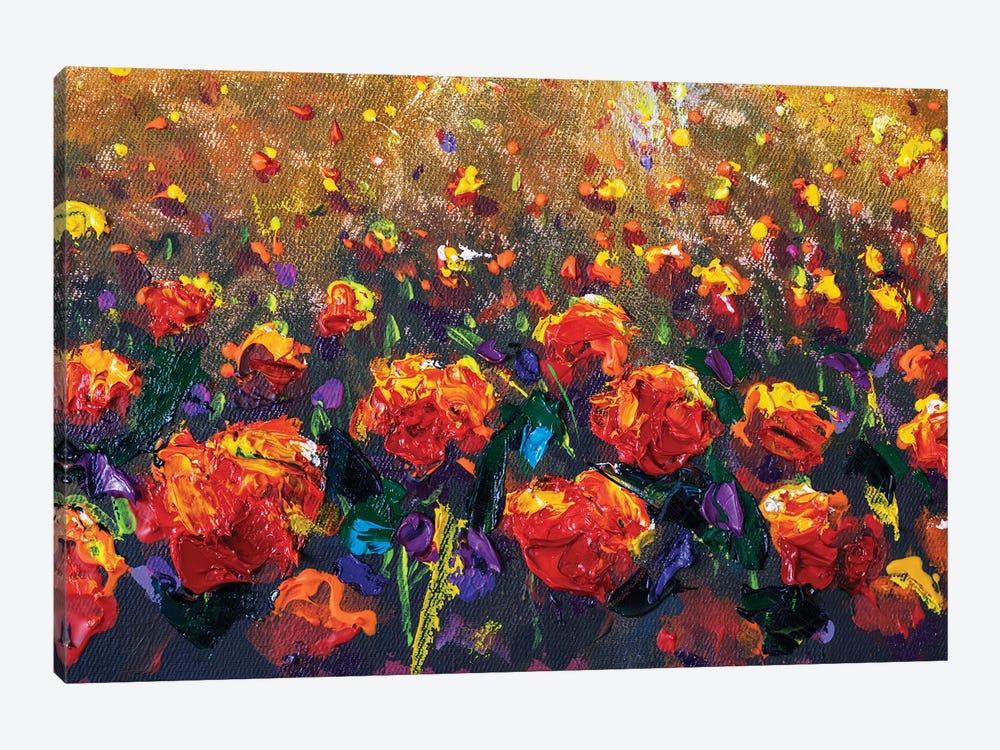 Red Poppy Field Close-Up by Valery Rybakow 1-piece Canvas Print