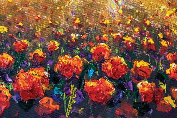 Valery Rybakow: Red Poppy Field Close-Up by Valery Rybakow