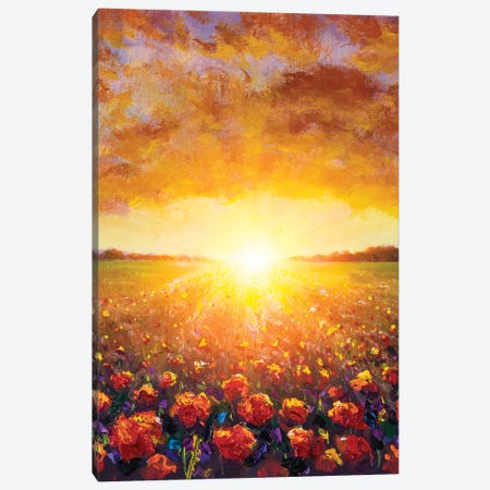 A Field Of Red Poppies Canvas Print #VRY631} by Valery Rybakow Art Print