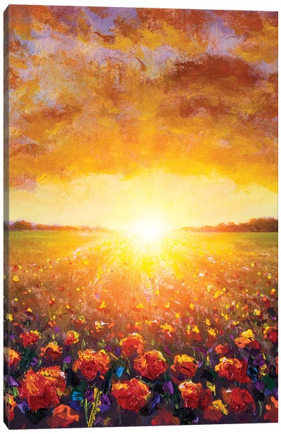 A Field Of Red Poppies Canvas Art Print - Valery Rybakow