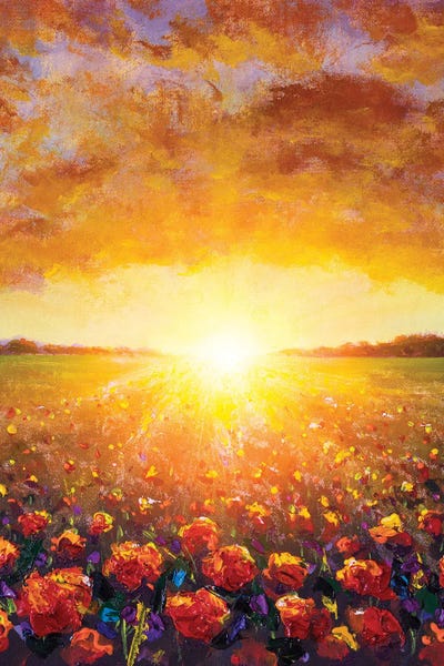 Poppies: A Field Of Red Poppies by Valery Rybakow