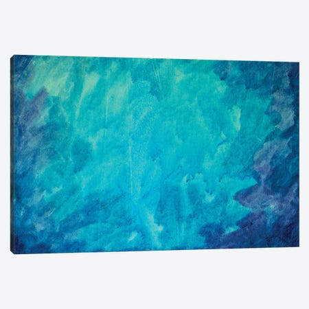 Blue Turquoise Watercolor Abstract Background Canvas Texture Canvas Print #VRY633} by Valery Rybakow Art Print