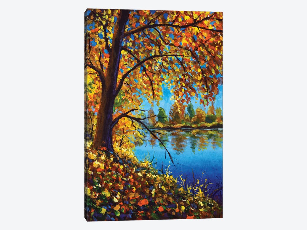 Autumn On The Bank Of A Blue River by Valery Rybakow 1-piece Canvas Artwork