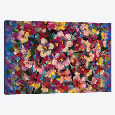 Spring Bright Multi Colored Flowers Canvas Print #VRY637} by Valery Rybakow Canvas Art