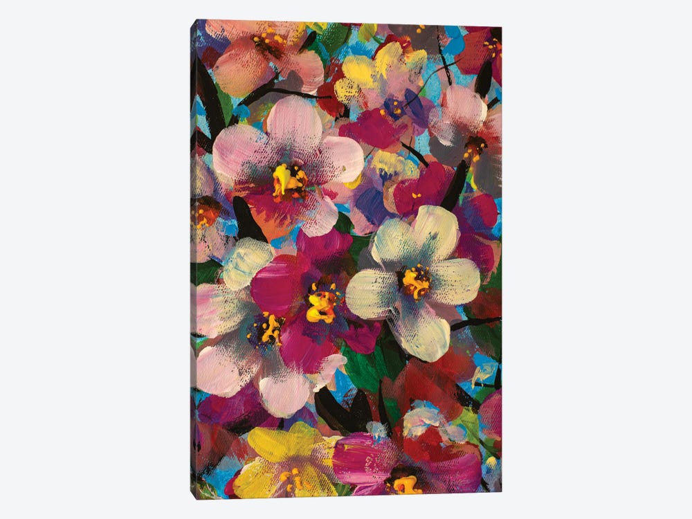 White, Pink And Yellow Flowers by Valery Rybakow 1-piece Canvas Print