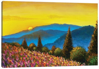 Tuscany Summer Italian Landscape Artwork Canvas Art Print - Cypress Tree Art