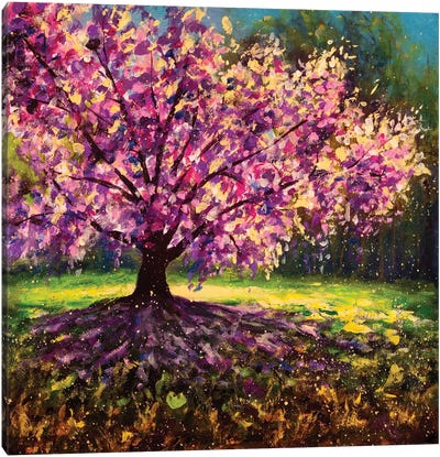 Magical Pink Bloom Canvas Art Print - Cherry Blossom Art