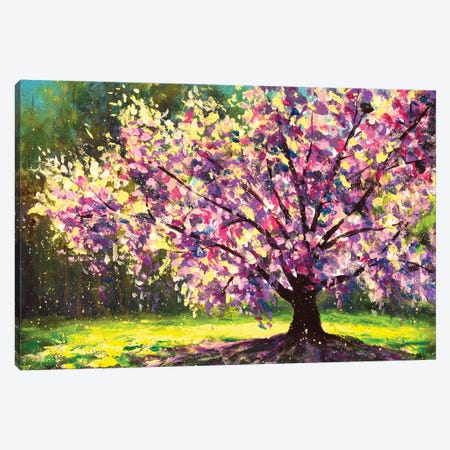 Flowering Sakura In A Spring Green Forest Canvas Print #VRY654} by Valery Rybakow Canvas Art